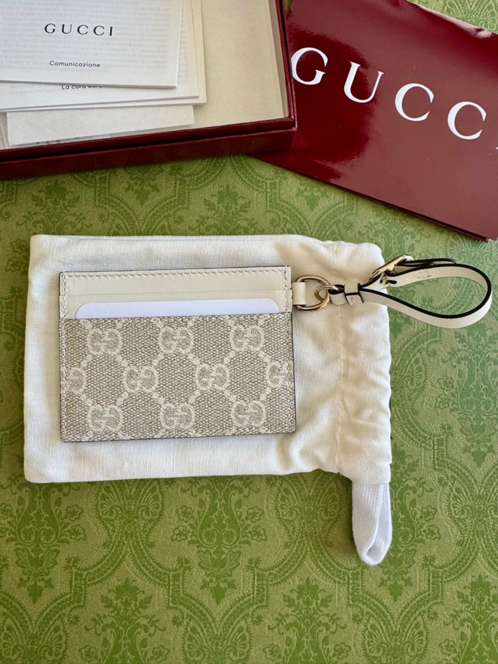 Gucci GG Emblem Card Case with Strap